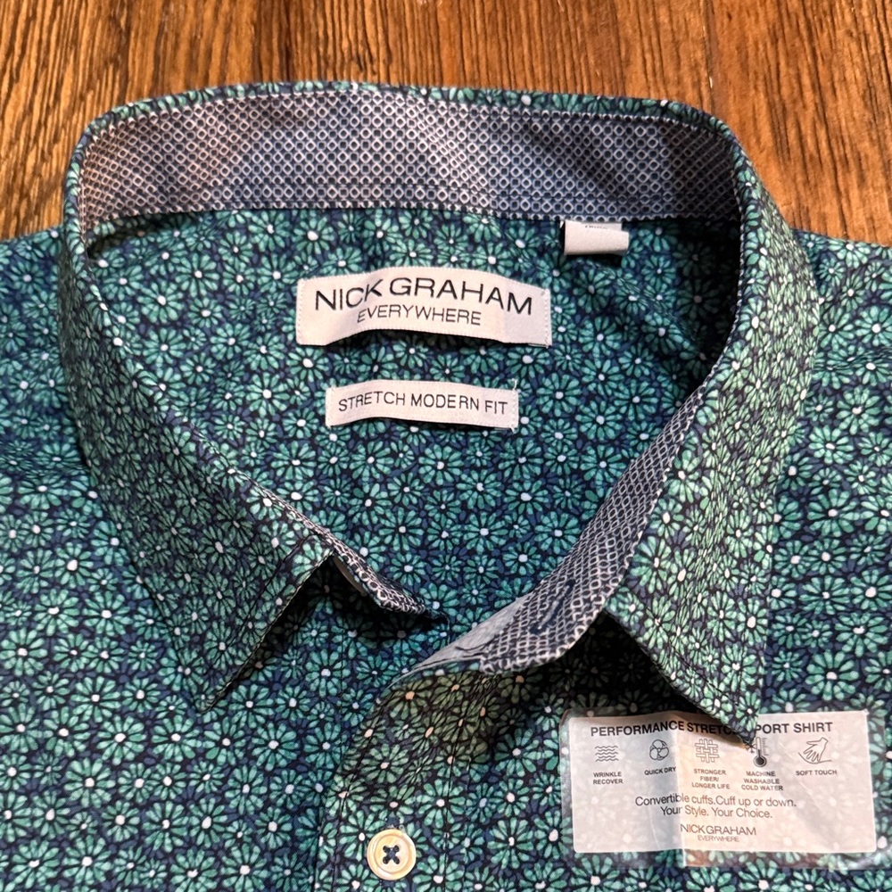 Men's Teal Short Sleeve Shirt - Picture 2 of 6